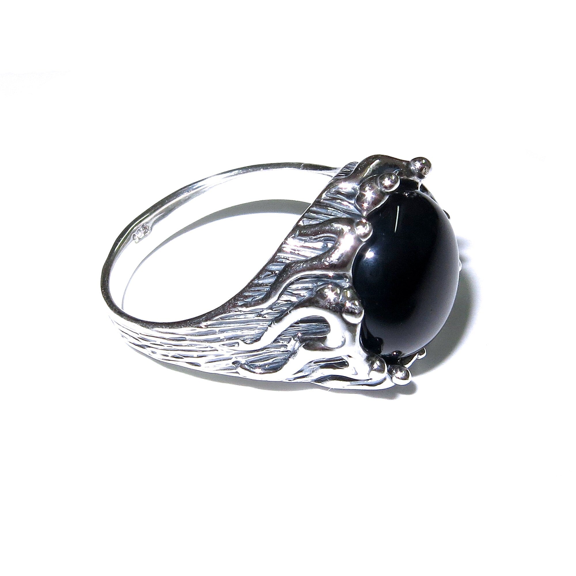 Black onyx ring 925 sterling silver size 8 1/2, Handmade ring, single copy, 925 sterling silver, Black onyx, silver ring, gemstone - 1 piece