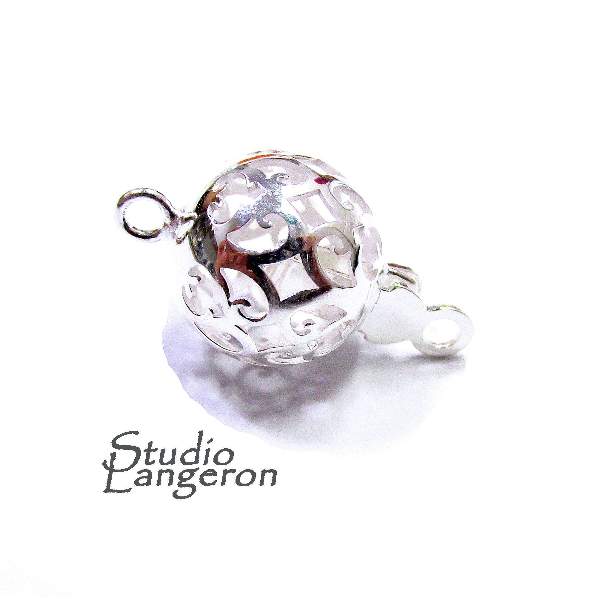 925 Sterling Silver Round Filigree Clasp size 10 mm, Silver bead clasp, Jewelry making, 925 Sterling silver, Filigree round clasp - 1 piece