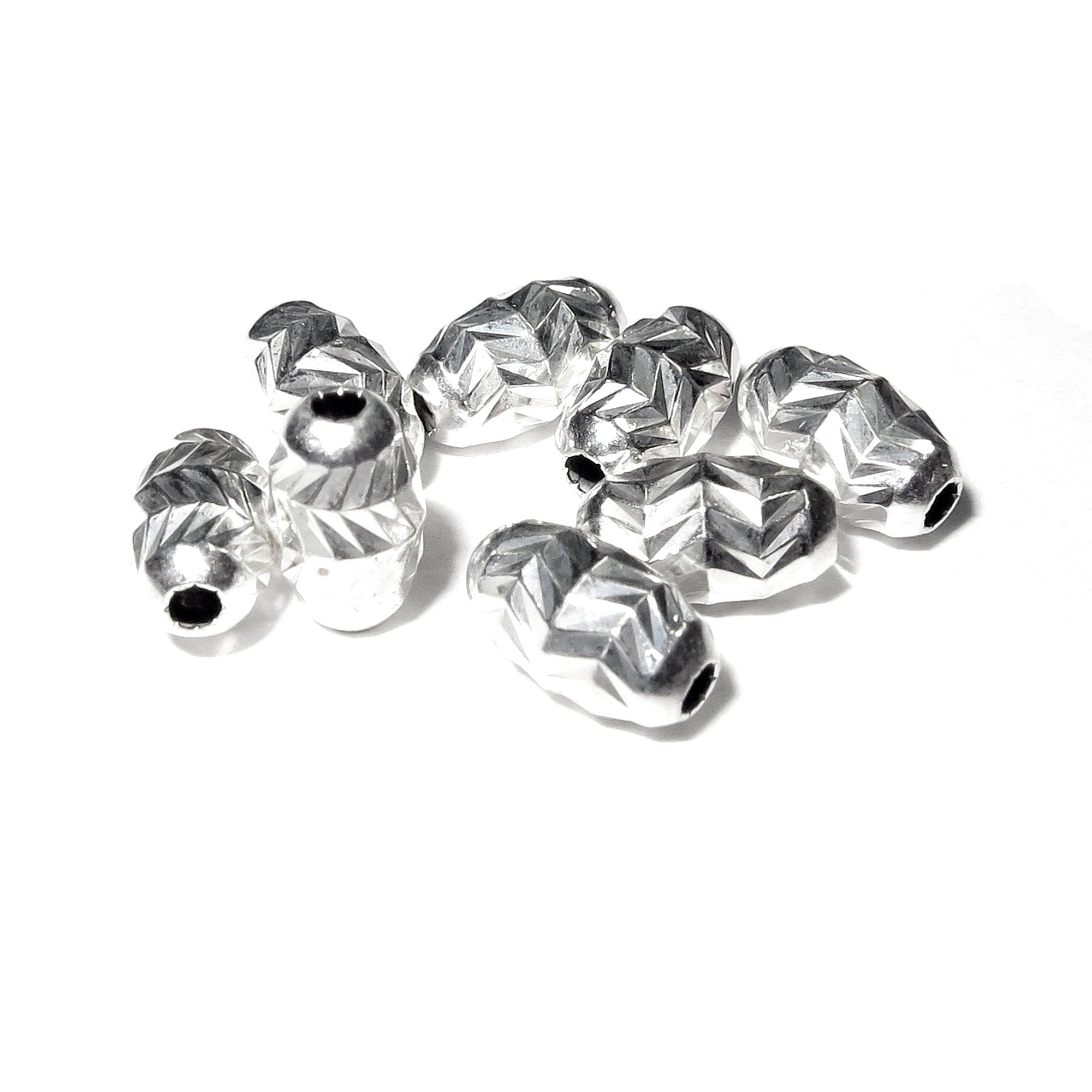 925 Sterling Silver Diamond cut shiny oval Beads Size 4.0x6.5 mm, Jewelry making, Diamond cut, oval Beads, Silver oval beads - 1 piece