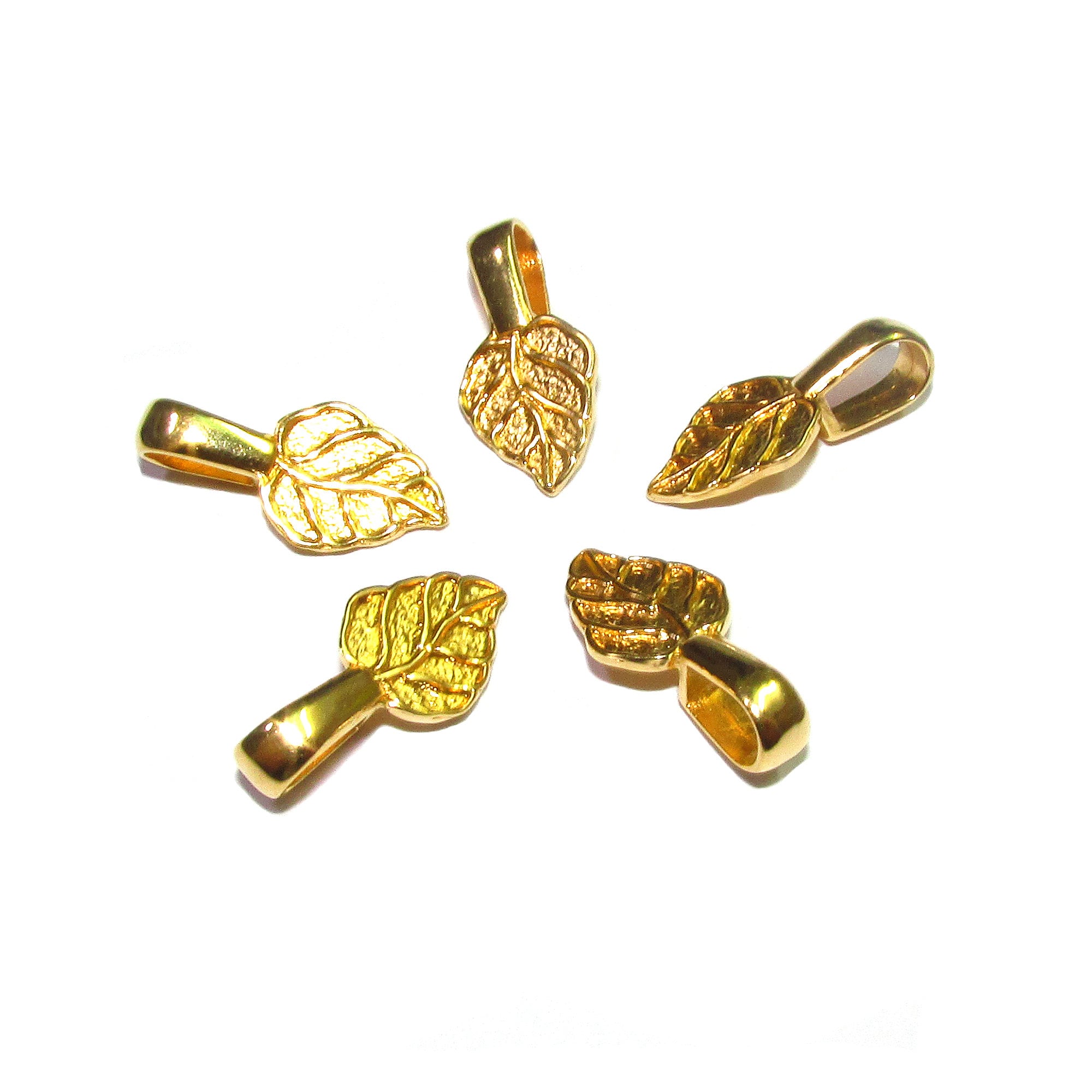 14K Yellow gold filled medium Glue-On Leaf Pendant Bail, Jewelry making, bail with loop, Bails, Bail gold filled, Bail finding - 1 piece