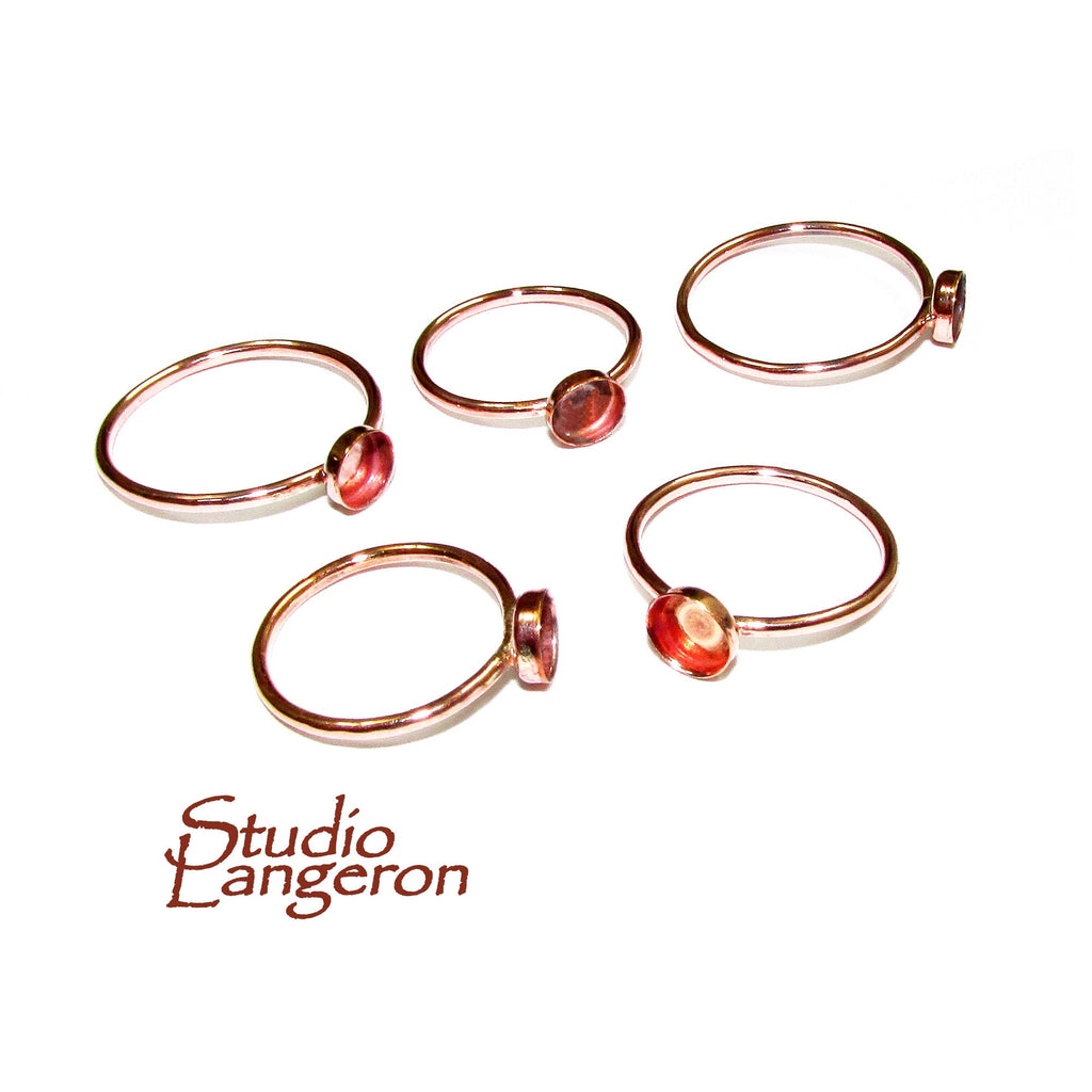 14K Rose gold filled blank ring with bezel cup 4 mm size 4 - 11, Base ring, Rose Gold filled ring, setting, jewelry making - 1 piece