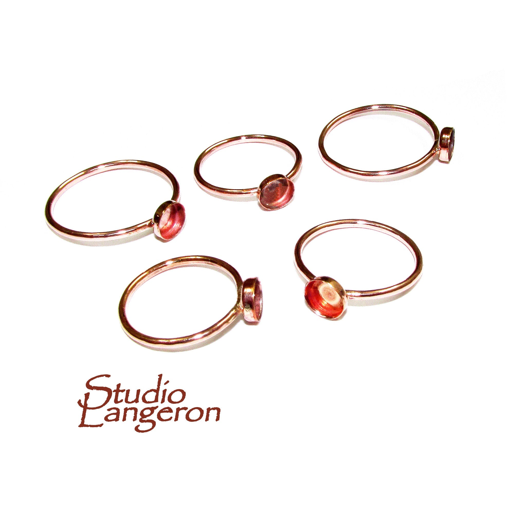14K Rose gold filled blank ring with bezel cup 4 mm size 4 - 11, Base ring, Rose Gold filled ring, setting, jewelry making - 1 piece