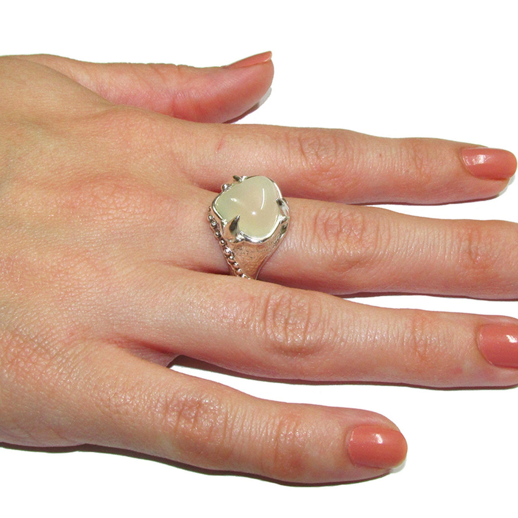 Statement Natural white opal ring 925 sterling silver size 6 1/2, Handmade ring, single copy, White opal, silver ring, gemstone