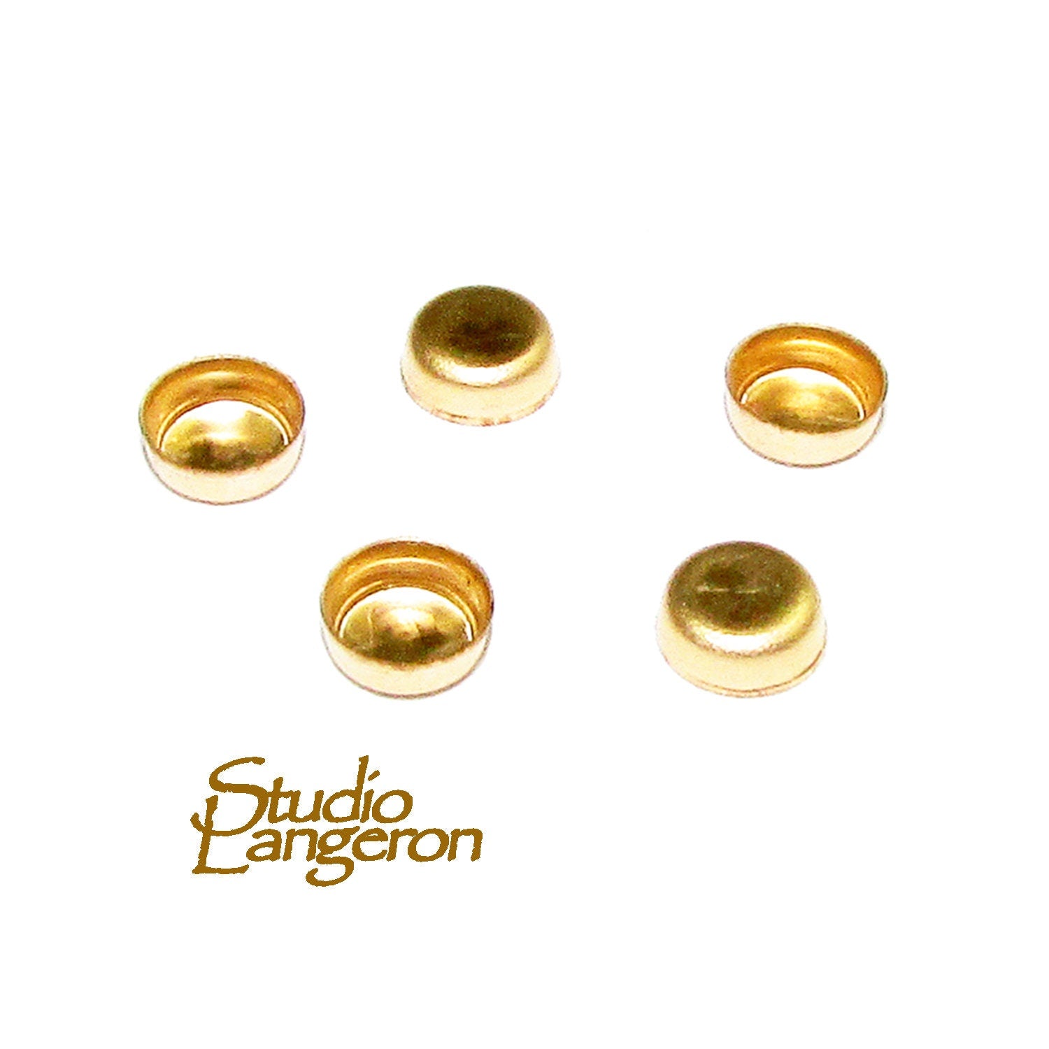 5 pcs 14K solid gold Round Bezel Cups size 3 mm, Bezel cup, Jewelry making, Round bezel cups, 14K solid gold, Setting, Mounting