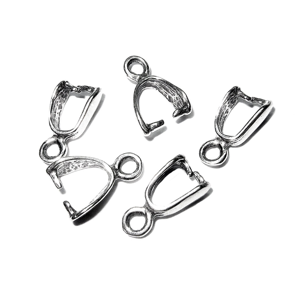 925 Sterling silver Small Pinch Pendant Bail with Ring - 1 piece