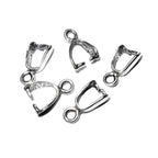 925 Sterling silver Small Pinch Pendant Bail with Ring - 1 piece