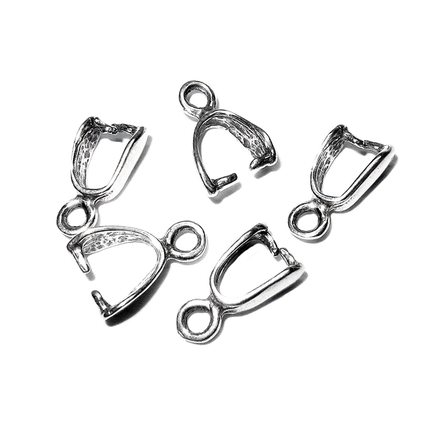 925 Sterling silver Small Pinch Pendant Bail with Ring - 1 piece