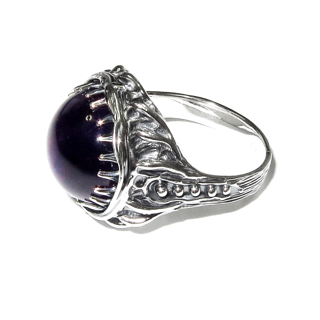 Statement amethyst ring 925 sterling silver size 7, Handmade ring, single copy, 925 sterling silver, Natural amethyst, silver ring, gemstone