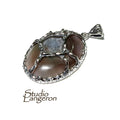 Druze agate brown pendant 925 sterling silver size 3.5x2.5 cm, 100% handmade, single copy, Druse Agate, Handmade pendant, Brown, Gemstone