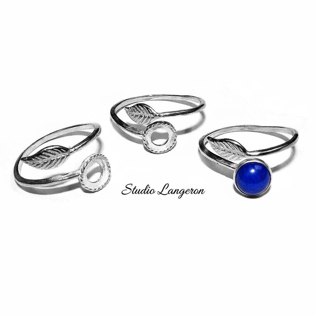 925 sterling silver open blank ring with bezel cup 8 mm, silver ring, Jewelry making, base ring, sterling silver, Mounting ring - 1 piece