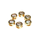14K yellow gold filled decorative round beads with white topaz size 5.4x3.2 mm, Jewelry making, Gold filled beads, white topaz - 1 piece
