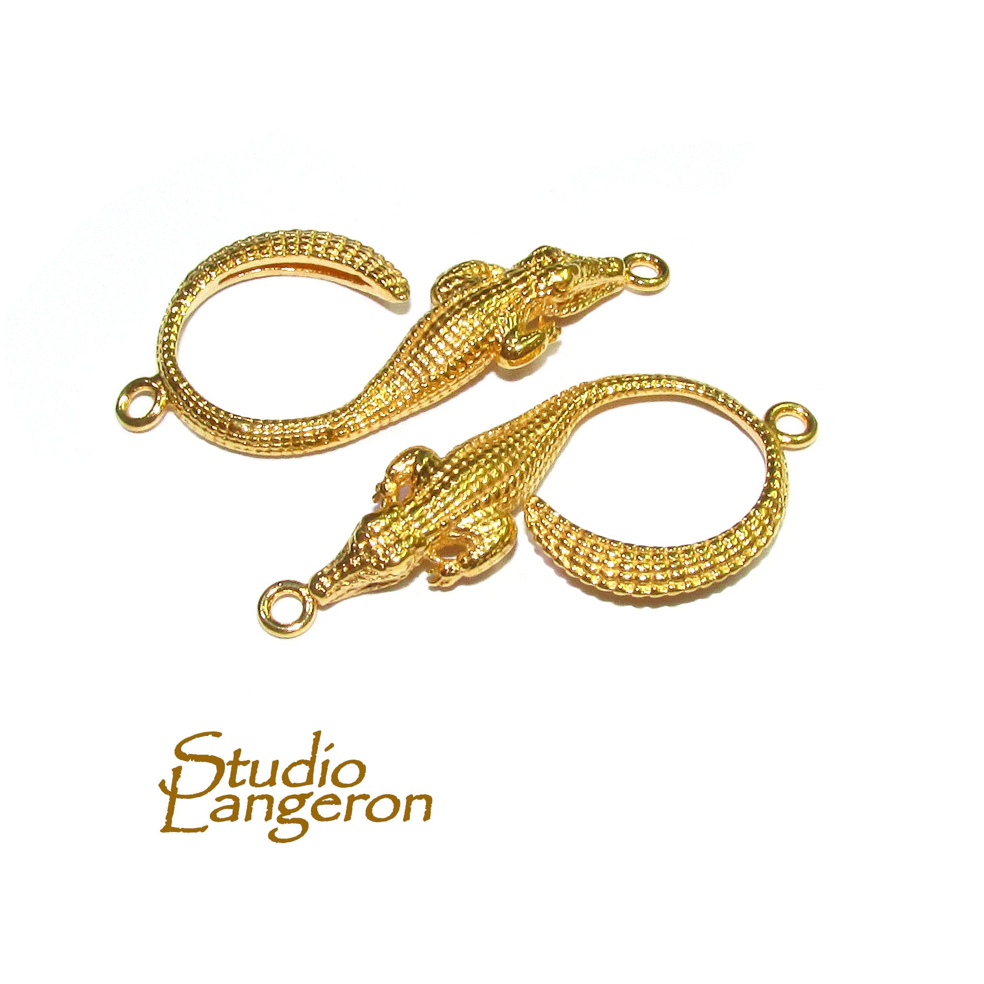 14K Gold filled large connector 4.1x1.8 cm, gold filled connector, Connector Crocodile, Link Connector, Link, Jewelry making - 1 piece