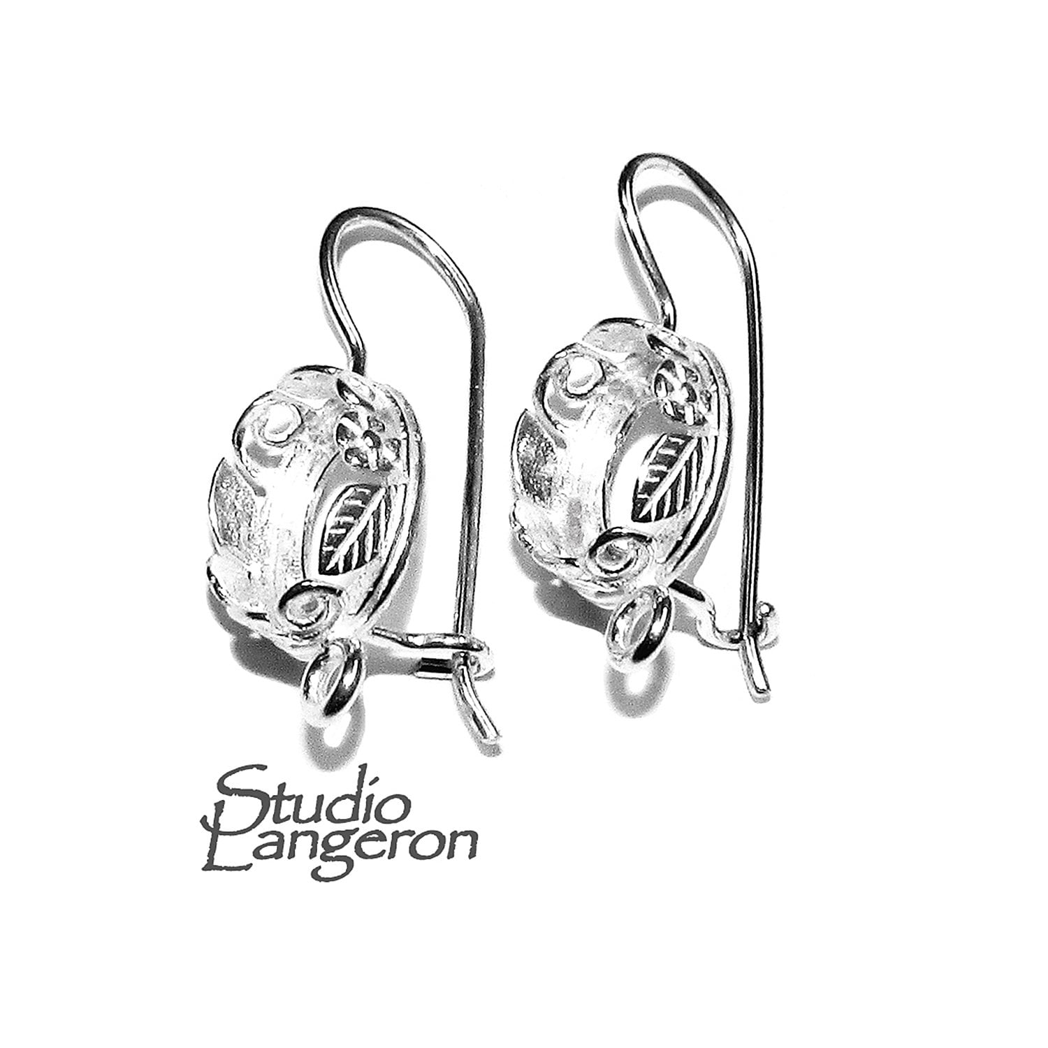 8x10 mm size 925 sterling silver blank earrings with bezel cup, Setting, bezel cup, base earrings, Jewelry making - 1 pair (2 pieces)