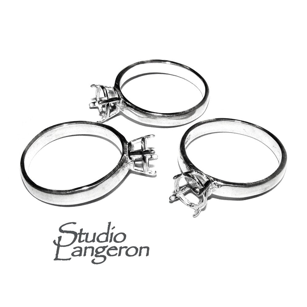 925 sterling silver blank ring with 4-prong setting 5mm size 4-11 silver ring, Jewelry making, base ring, Setting, Prong setting - 1 piece