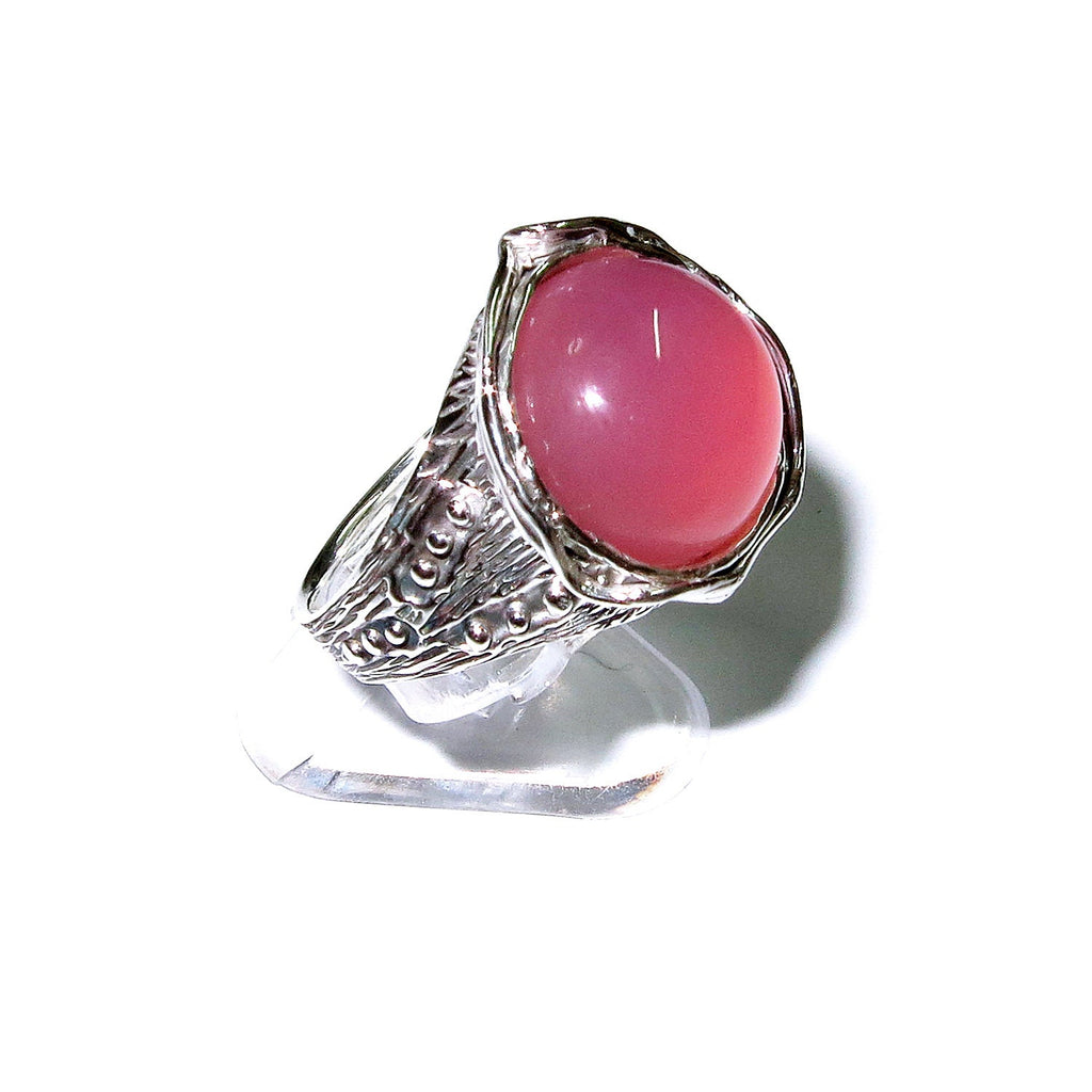 Statement Chalcedony ring 925 sterling silver size 7 1/2, Handmade ring, single copy, 925 sterling silver, Natural Chalcedony, gemstone