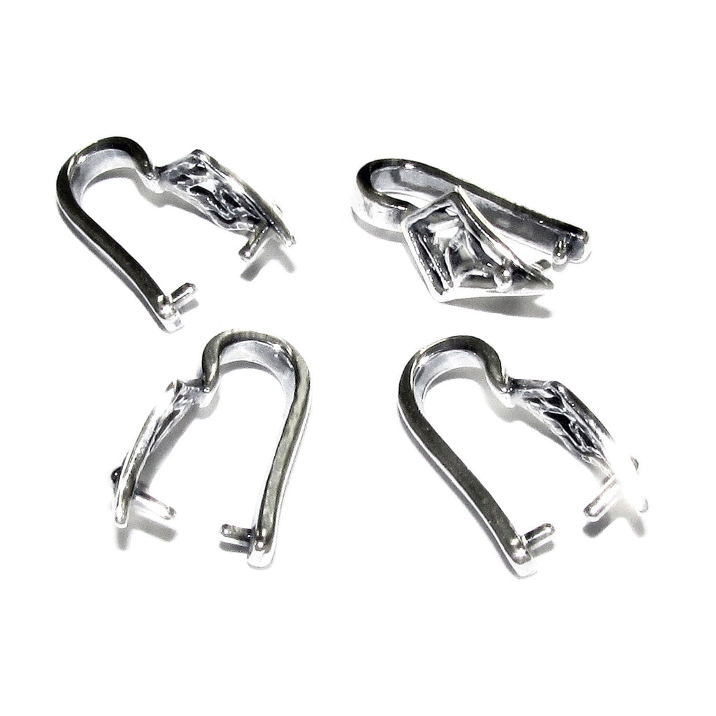 925 Sterling silver decorative rhombus Pinch Pendant Bail, silver Bail, Bail finding, bail for pendant, Jewelry making - 1 piece