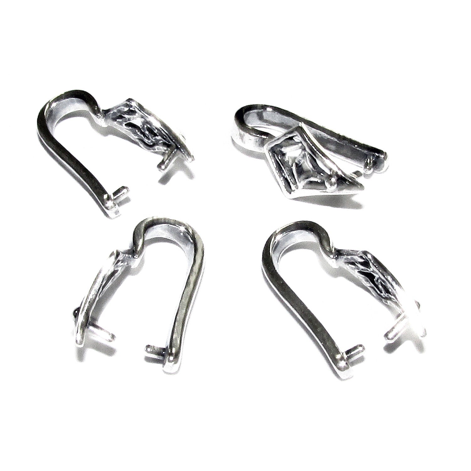925 Sterling silver decorative rhombus Pinch Pendant Bail, silver Bail, Bail finding, bail for pendant, Jewelry making - 1 piece