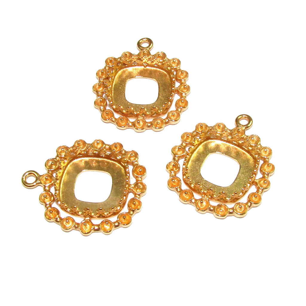 14K Gold Filled cushion blank pendant with setting 12x12 mm - 1 piece