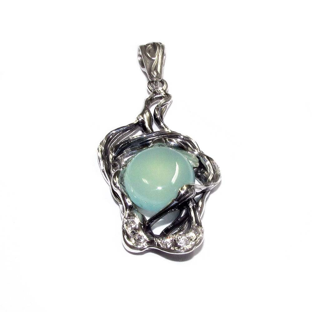 Aqua chalcedony blue pendant 925 sterling silver size 3.8x2.0 cm, single copy, Aqua chalcedony pendant, Handmade pendant, Blue, Gift