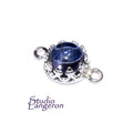 925 Sterling Silver natural iolite round Link Connector size 14x7 mm, Natural iolite silver link, Jewelry making, Connector - 1 piece
