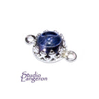925 Sterling Silver natural iolite round Link Connector size 14x7 mm, Natural iolite silver link, Jewelry making, Connector - 1 piece