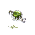 925 Sterling Silver natural Peridot round Link Connector size 14x7 mm, Natural Peridot silver link, Jewelry making, Connector - 1 piece
