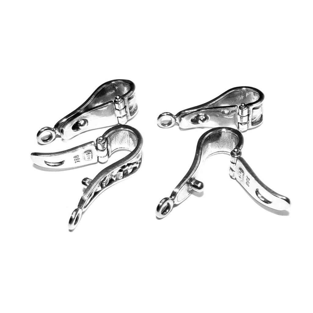 925 Sterling silver decorative Pendant Bails with button, Jewelry making, Findings, Bail silver, Bail finding, bail for pendant - 1 piece