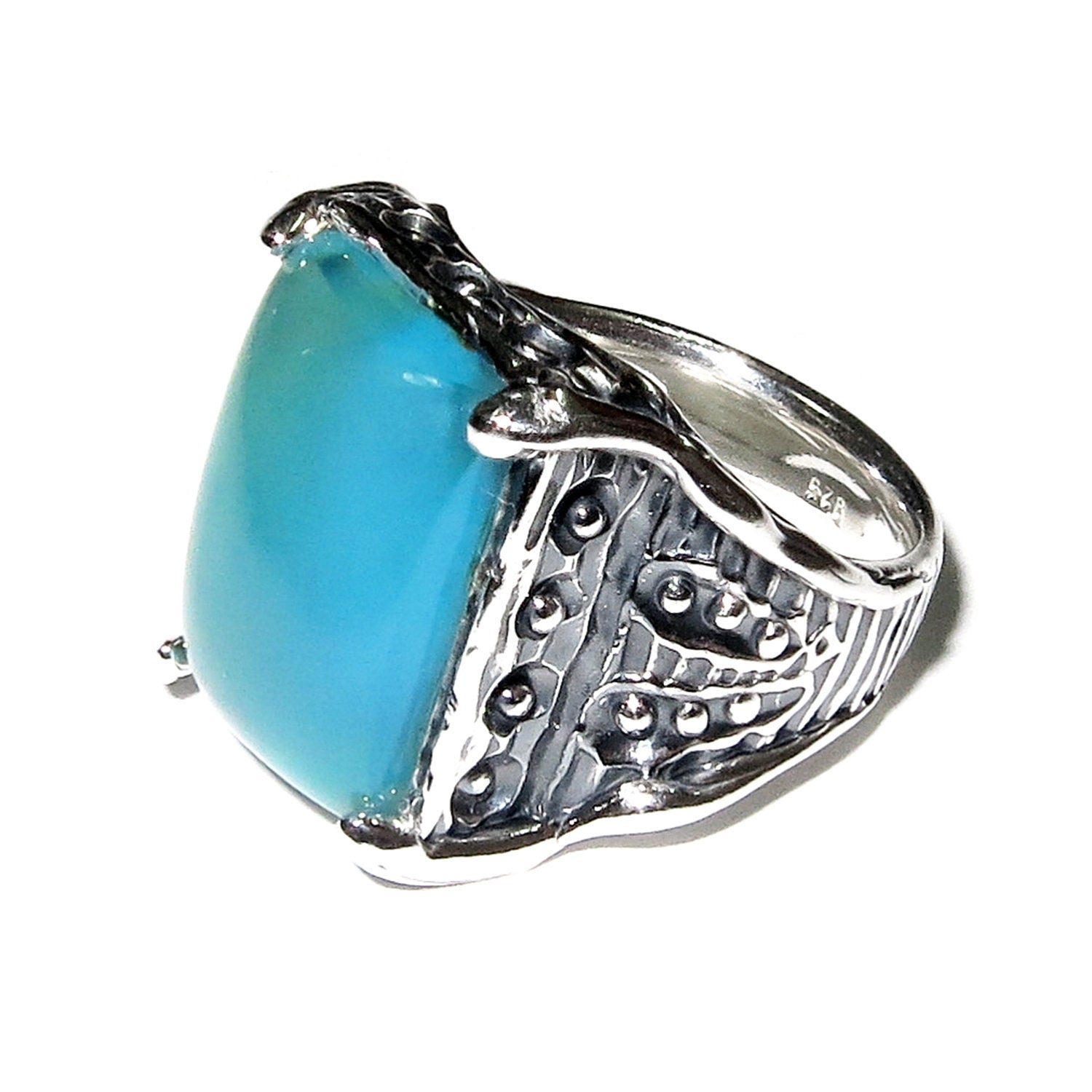 Blue chalcedony ring 925 sterling silver, size 5, Handmade ring, single copy, 925 sterling silver, Blue chalcedony, silver ring, gemstone