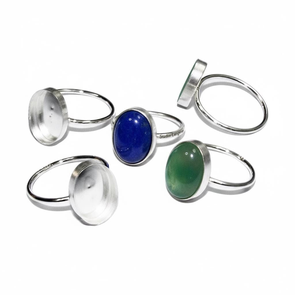 925 sterling silver blank ring with oval bezel cup 10x14mm size 4 - 11, setting, bezel cup, base ring, Jewelry making, Silver ring - 1 piece
