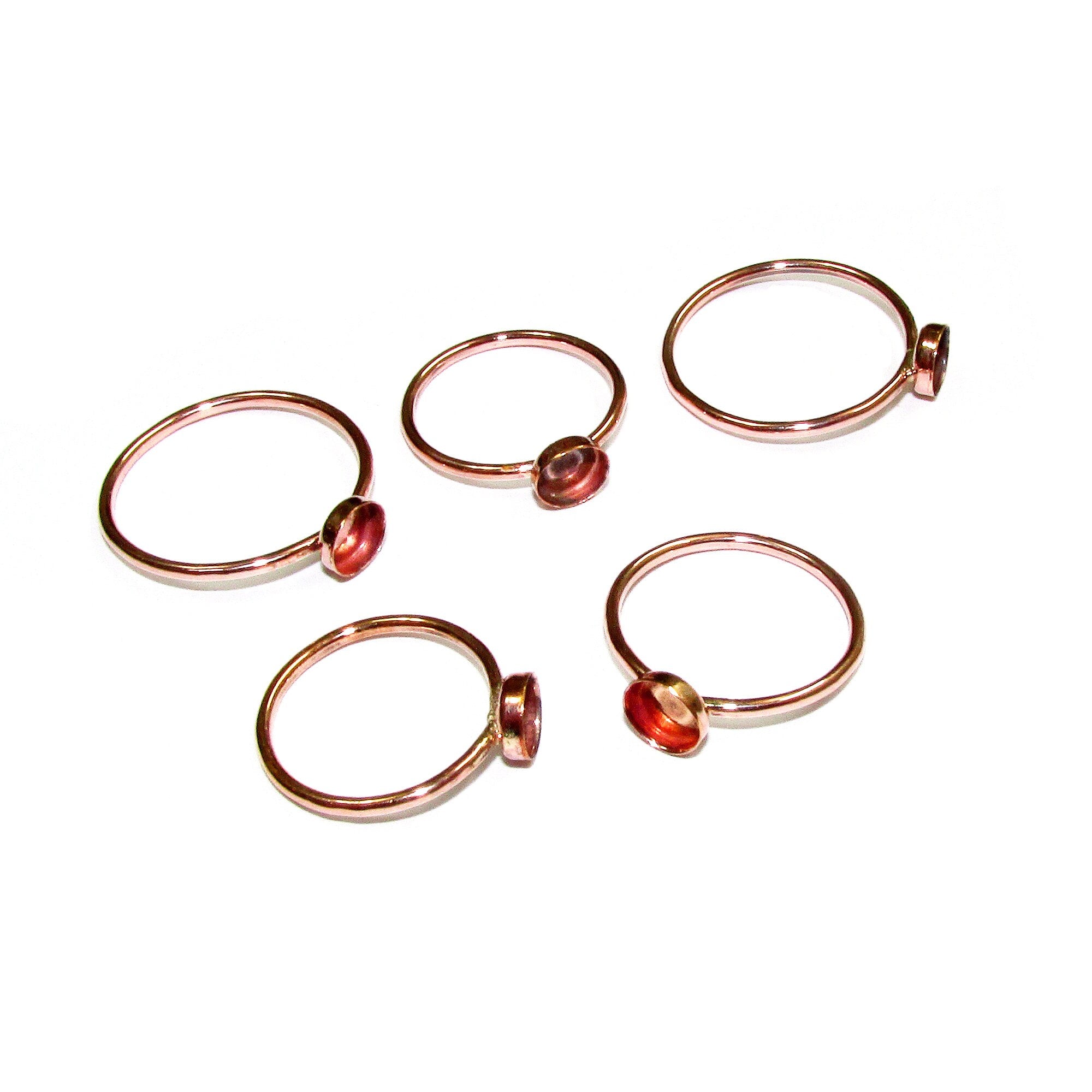 14K Rose gold filled blank ring with bezel cup 4 mm size 4 - 11, Base ring, Rose Gold filled ring, setting, jewelry making - 1 piece