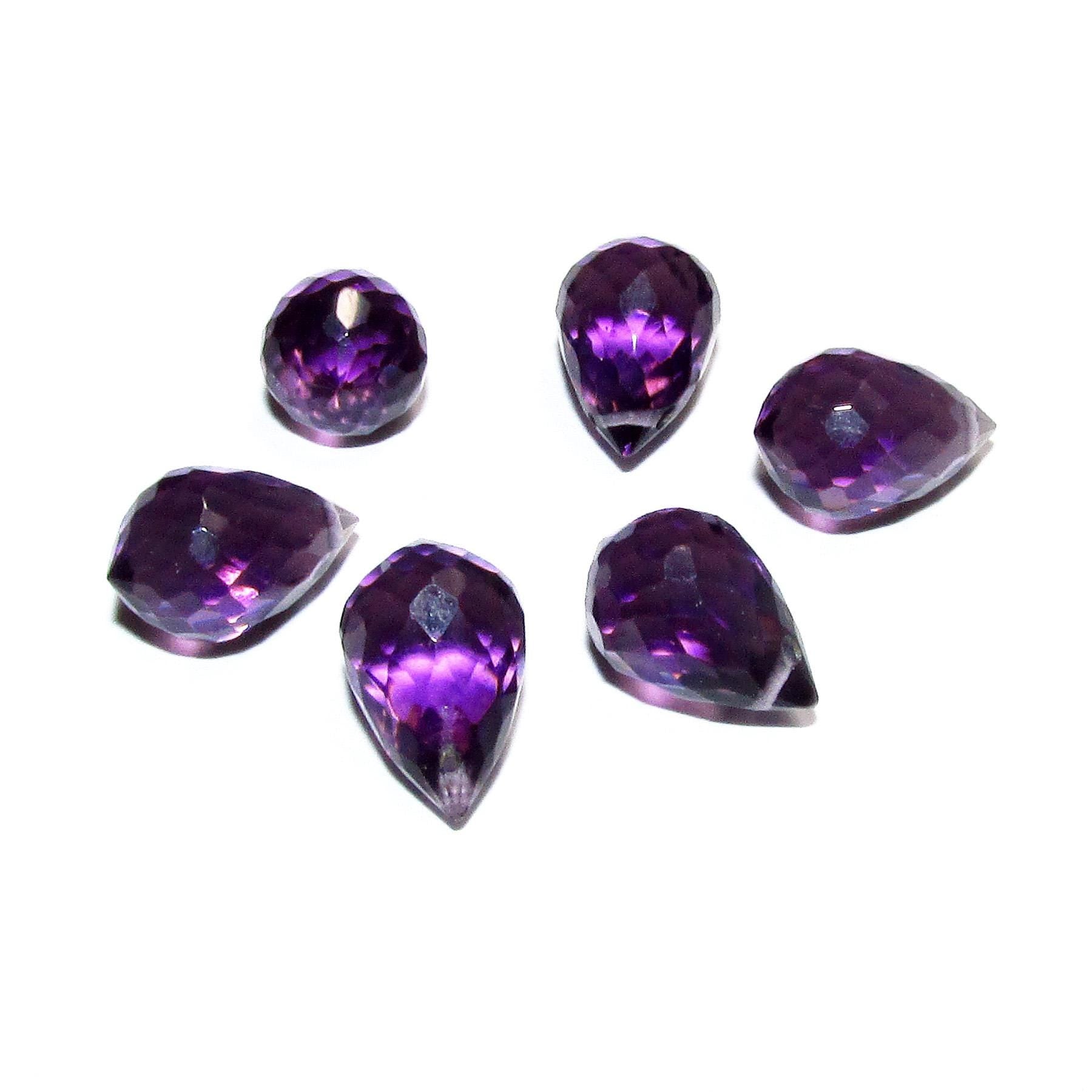 Natural Amethyst Teardrop faceted Beads size 10x7 mm, Amethyst Gemstone, Jewelry making, Natural Gemstone Teardrop beads - 1 piece