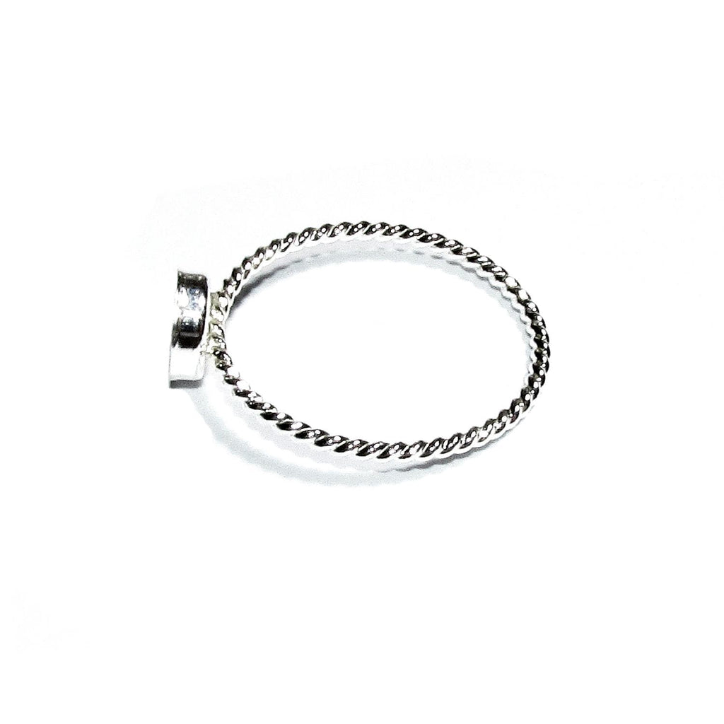 925 sterling silver twisted blank ring with bezel cup 6 mm size 4, 5, 6, 7, 8, 9, 10, 11, bezel cup, base ring, Jewelry making - 1 piece