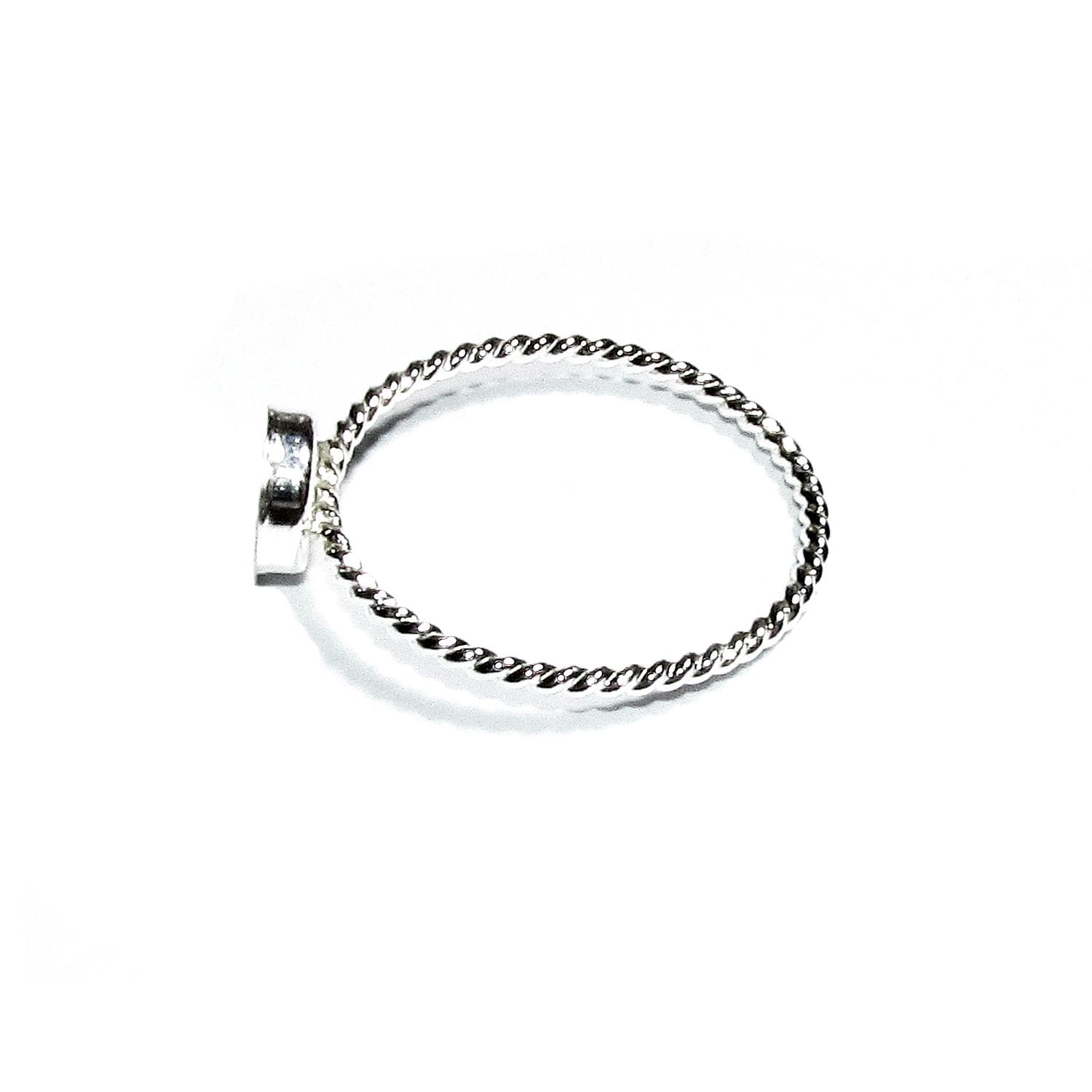 925 sterling silver twisted blank ring with bezel cup 6 mm size 4, 5, 6, 7, 8, 9, 10, 11, bezel cup, base ring, Jewelry making - 1 piece
