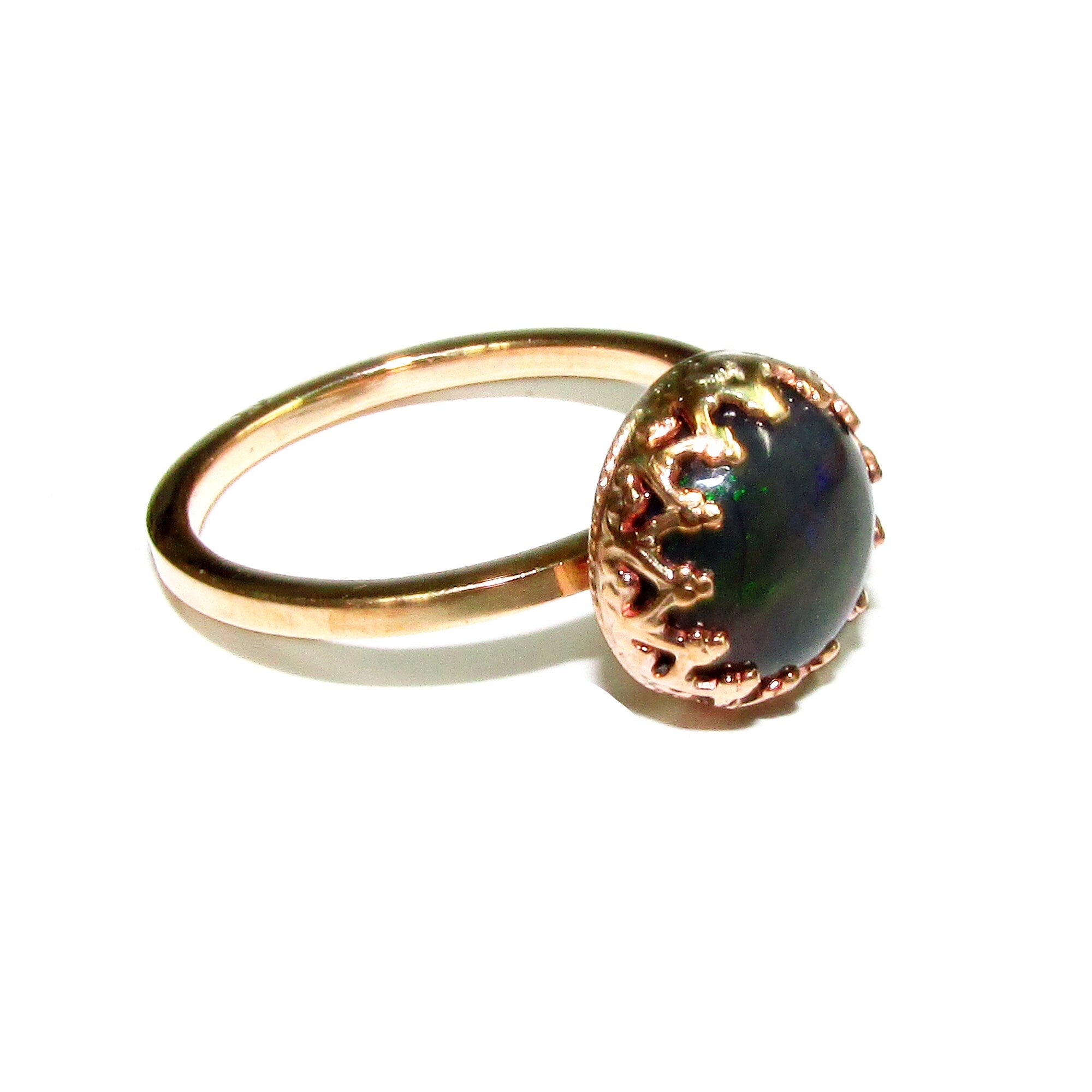 14K Yellow gold filled handmade ring size 5 1/2 with welo opal 8 mm, 14K Yellow gold filled ring, single copy, handmade ring  - 1 piece