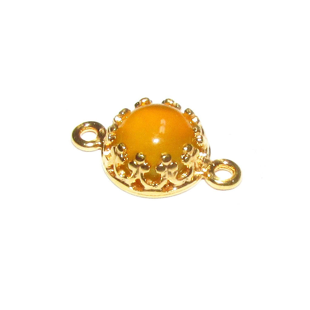 14K Gold Filled natural yellow chalcedony round Link Connector size 14x7mm, Chalcedony gold filled link, Jewelry making, Connector - 1 piece