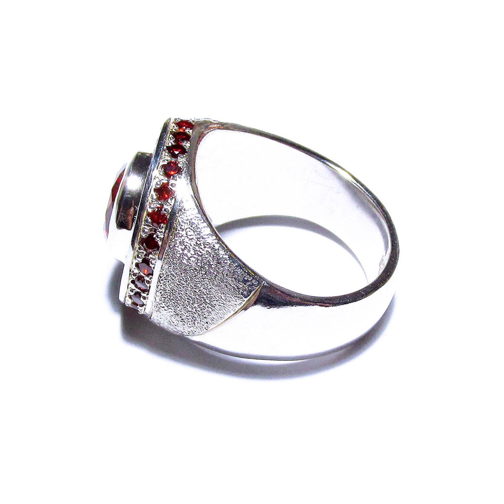 Statement garnet ring 925 sterling silver size 6, Handmade ring, single copy, 925 Silver ring, garnet , silver ring, gemstone, garnet ring