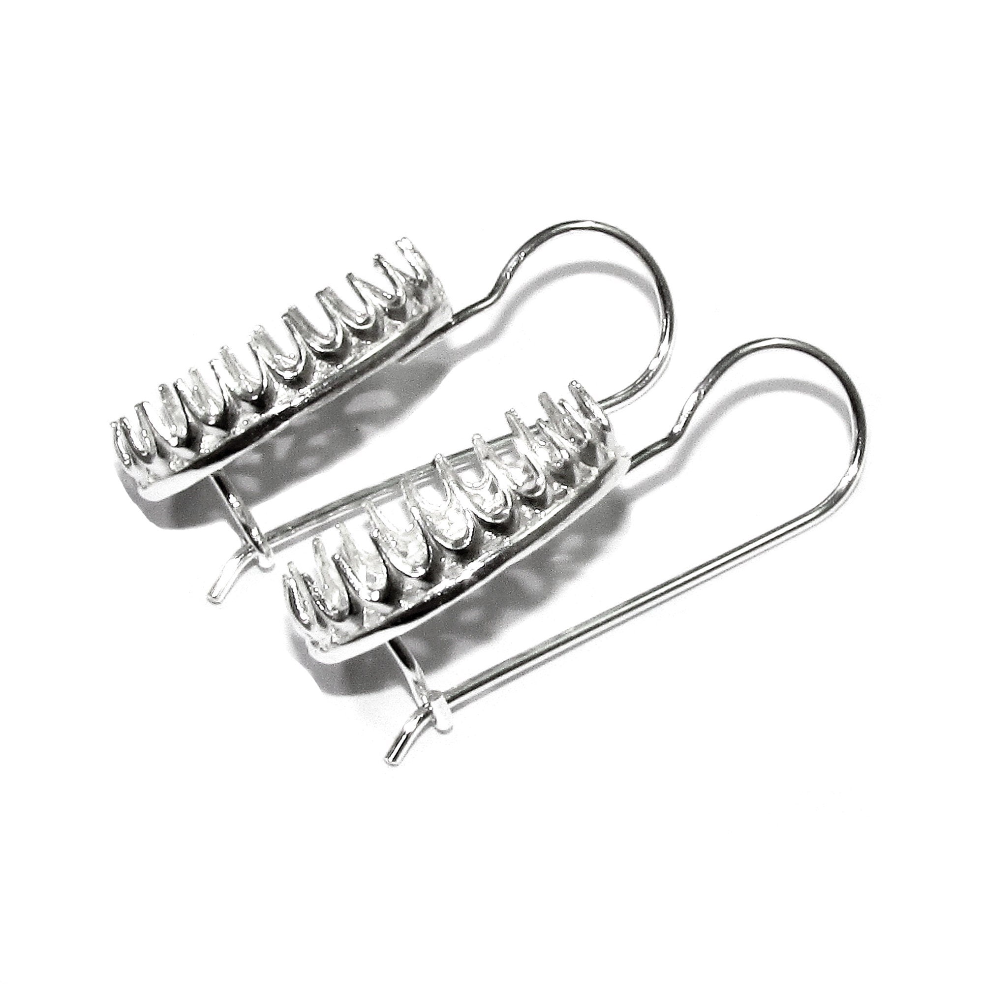 13x18 mm size 925 sterling silver blank earrings with bezel cup, Jewelry making, Setting, bezel cup, Base earrings - 1 pair (2 pieces)