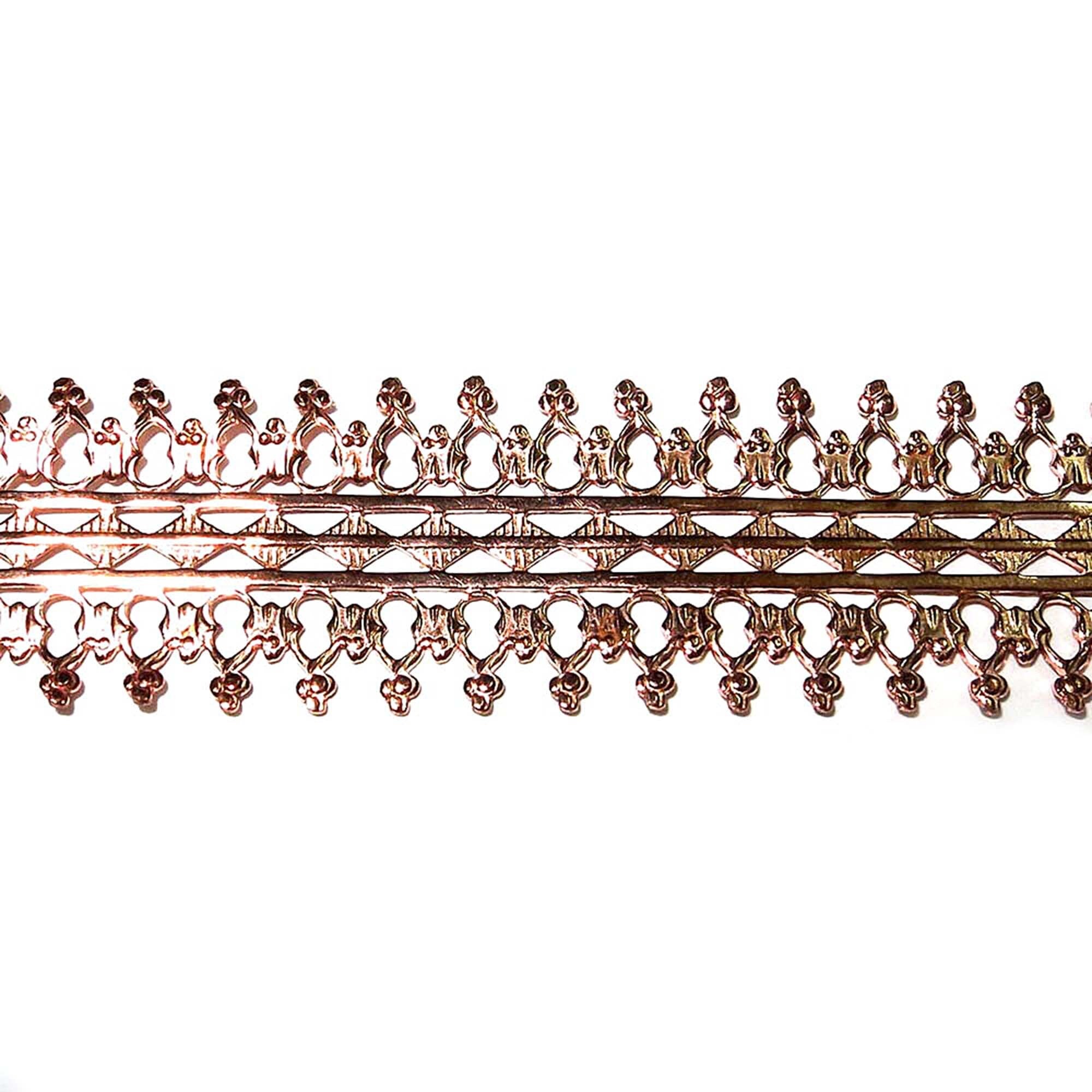 Natural Copper Bezel wire, Gallery wire, Gallery ribbon, Gallery pattern, Jewelry making, Setting, Copper wire, Findings  - 4 inch (10 cm)