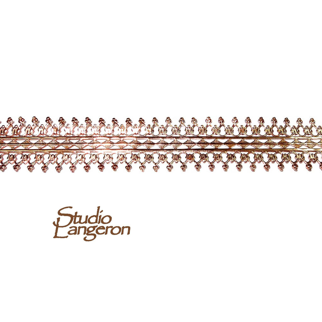 Natural Copper Bezel wire, Gallery wire, Gallery ribbon, Gallery pattern, Jewelry making, Setting, Copper wire, Findings  - 4 inch (10 cm)