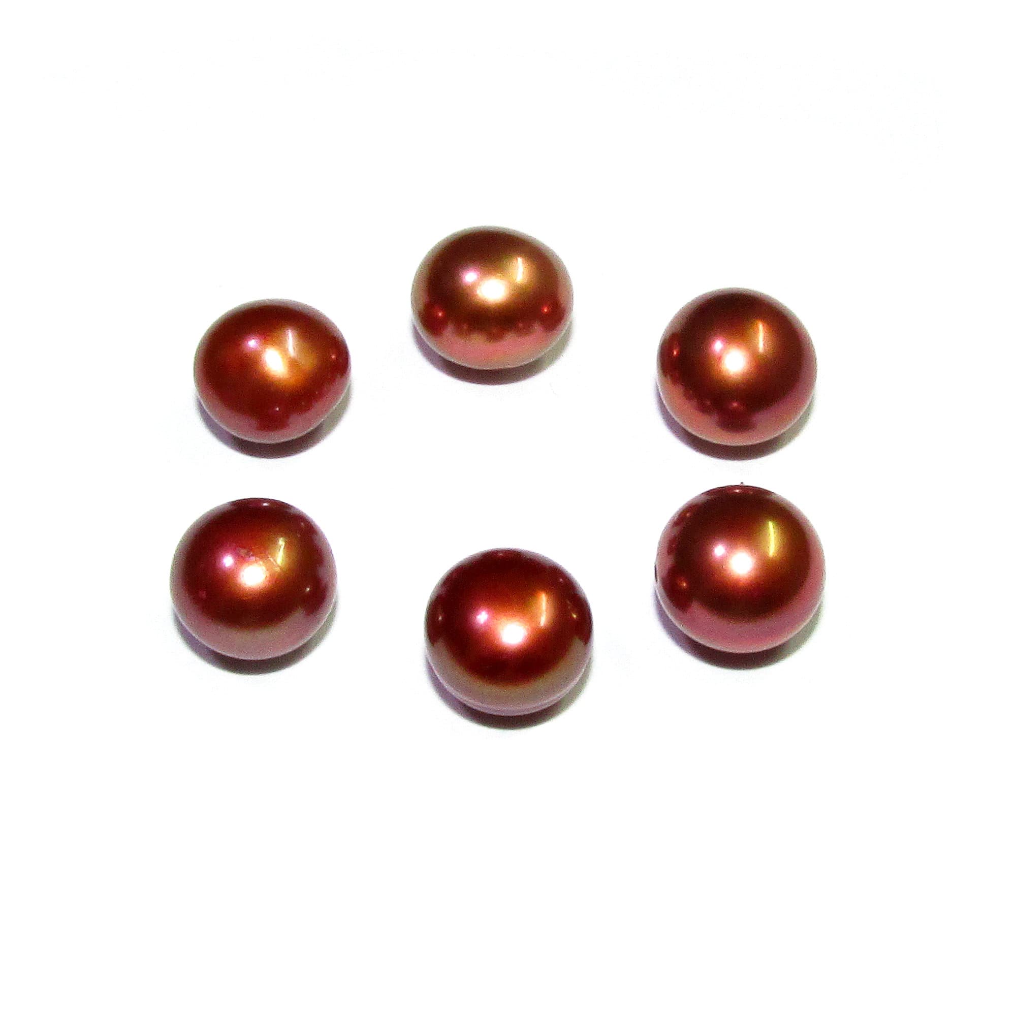 8 mm brown pearls half-drilled Cabochon, Natural Pearl, brown pearls Gemstone, Round pearl, Jewelry making, ring, earrings - 1 piece