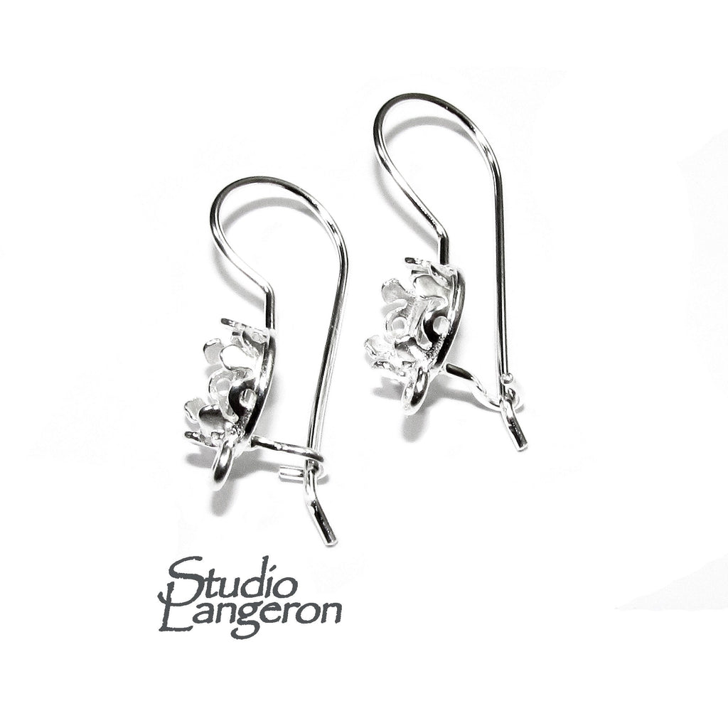 6 mm size 925 sterling silver blank earrings with closed ring, Jewelry making, Setting silver, bezel cup, base earrings - 1 pair (2 pieces)
