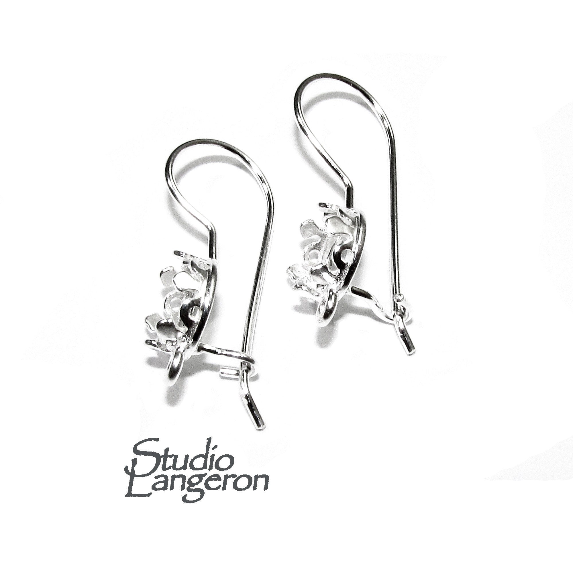 6 mm size 925 sterling silver blank earrings with closed ring, Jewelry making, Setting silver, bezel cup, base earrings - 1 pair (2 pieces)