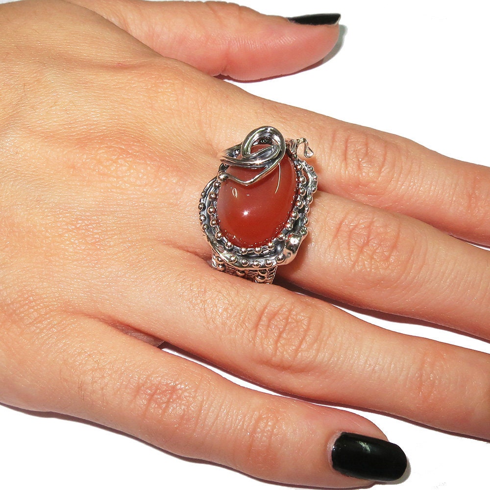 Statement Agate ring 925 sterling silver size 9 1/2, handmade ring, single copy, sterling silver, natural Agate, silver ring, Agate ring