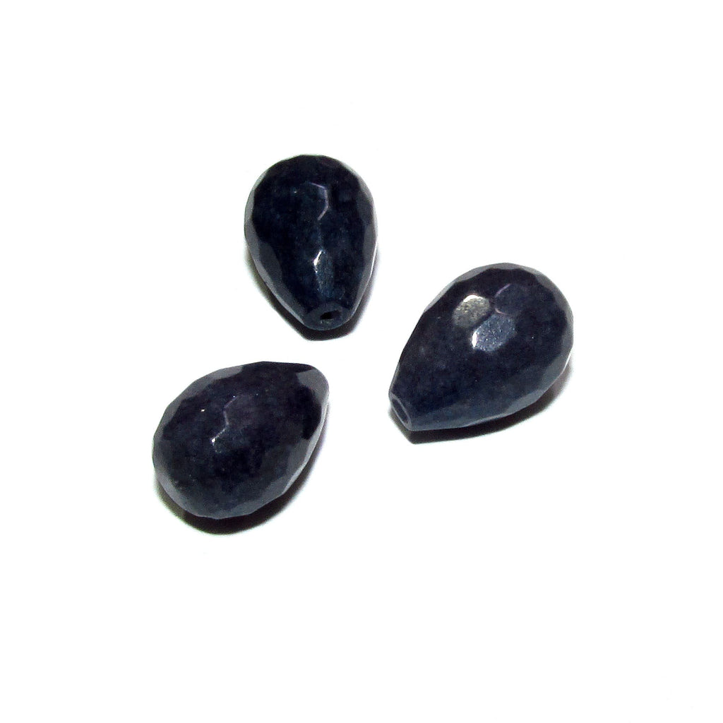Natural African sapphire Teardrop faceted half drilled Beads size 14x10 mm, Natural sapphire, Half Drilled Beads, Jewelry making - 1 piece