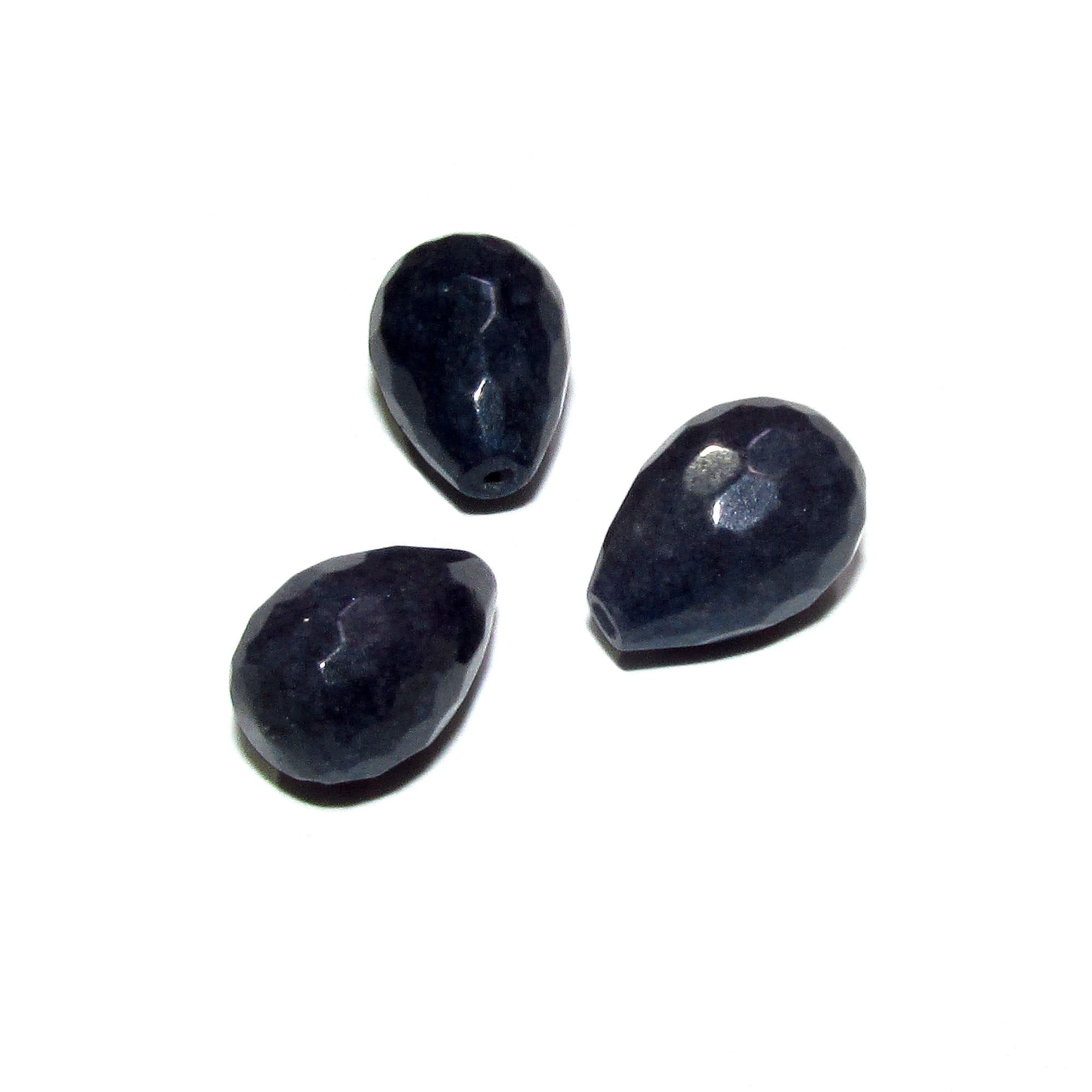 Natural African sapphire Teardrop faceted half drilled Beads size 14x10 mm, Natural sapphire, Half Drilled Beads, Jewelry making - 1 piece