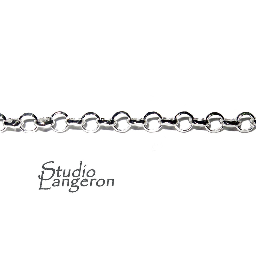 3.3 mm 925 Sterling Silver rolo cable chain, silver rolo chain, shiny chain, Jewelry making, sterling silver chain - 1 Ft (30 cm)