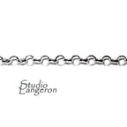3.3 mm 925 Sterling Silver rolo cable chain, silver rolo chain, shiny chain, Jewelry making, sterling silver chain - 1 Ft (30 cm)
