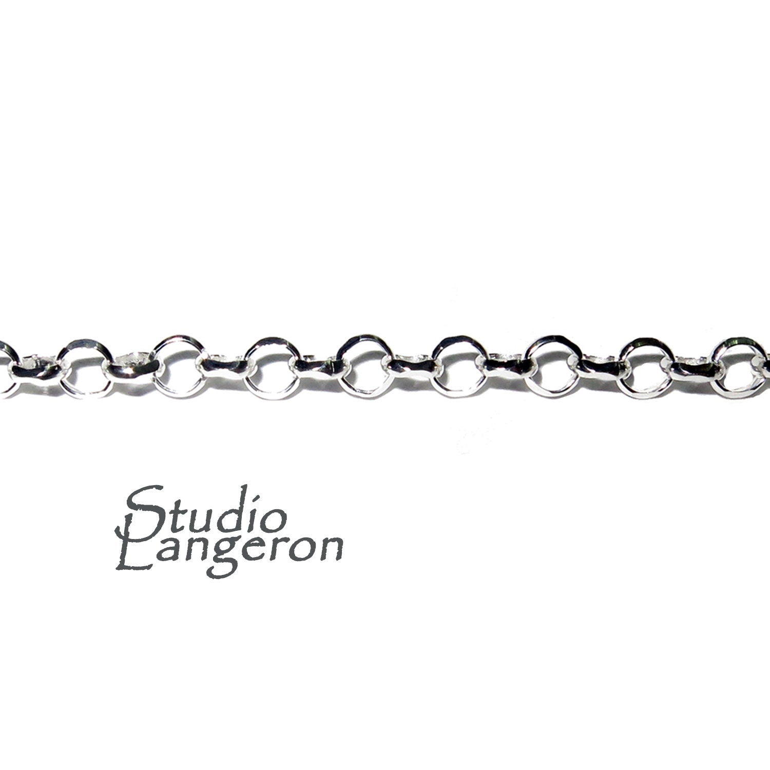 3.3 mm 925 Sterling Silver rolo cable chain, silver rolo chain, shiny chain, Jewelry making, sterling silver chain - 1 Ft (30 cm)