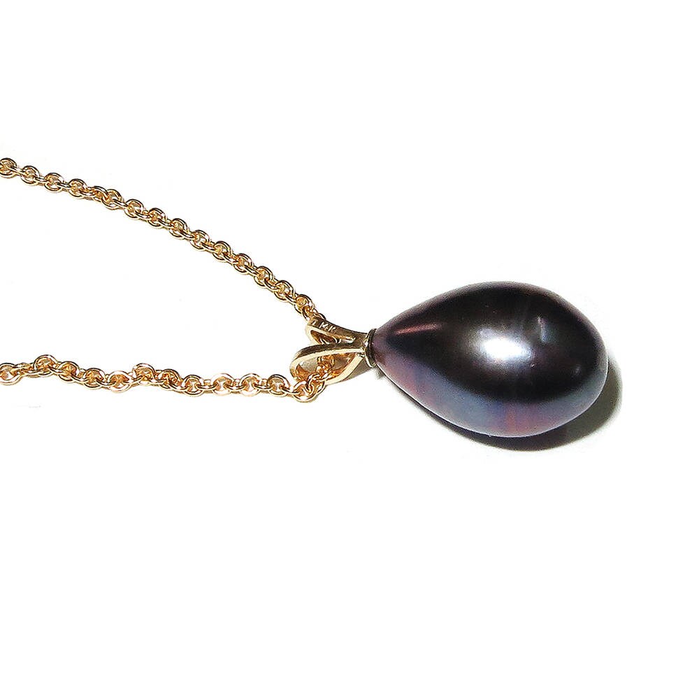 14K Pure Solid Yellow Gold Genuine Pearl Pendant, 14K Solid gold, Genuine pearl, Perl pendant, Elegant gift, Beautiful pendant, Black Pearl