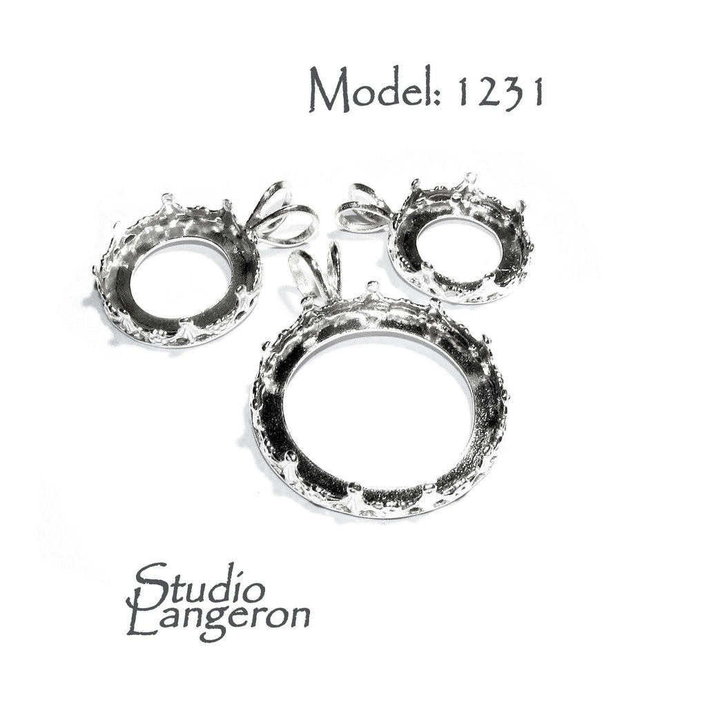 925 Sterling Silver Blank pendants sizes 8.0 - 24.0mm, model 1231, bezel cups, Jewelry making, Blank pendants, Setting - 1 piece